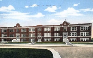 High School Big Spring Texas 1945 Postcard - Picture 1 of 2