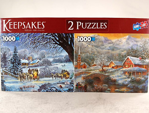 Winter Coaches Keepsakes 2 Pack 1000 Piece Jigsaw Puzzles 27" x 19" by Sure Lox