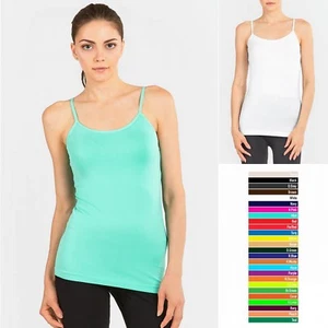 Seamless Cami Adjustable Straps Soft Stretch Smooth Silhouette Tank Top - Picture 1 of 15