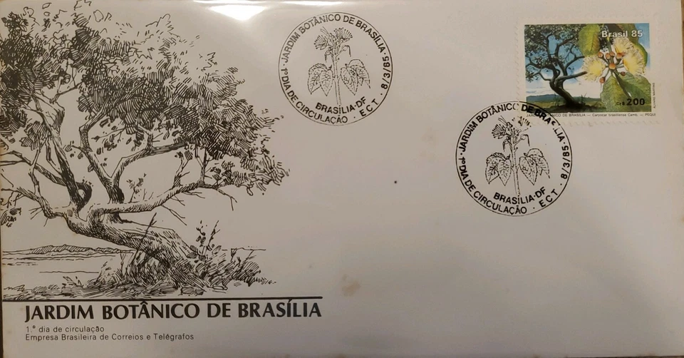 A) 1985, BRASIL, ÁRBOL, JARDÍN BOTÁNICO DE BRASILIA, CUBIERTA PRIMER DÍA, ECT Foto 1 de 1