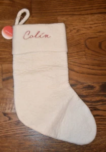 West Elm Ivory Felt Stocking Colin Monogram NEW NWT - Picture 1 of 2