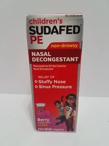 New Sudafed PE Children's Nasal Decongestant Liquid Berry 4 OZ Exp 12/2024 - Picture 1 of 5
