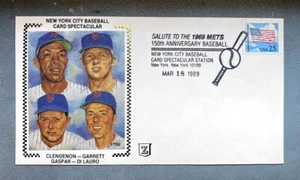 1989 NYC BASEBALL SPEC. Z SILK CACHET METS GARETT/ CLENDENON / GASPAR/ DiLAURO * - Picture 1 of 1
