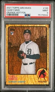 2021 Topps Archives #135 Casey Mize Orange Hot Foil 10/15 Rookie RC PSA 9 Pop 2 - Picture 1 of 2