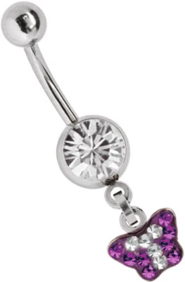 Piercing Ombelico Spina Banana Zirconia Sfera Epossidica Farfalla Rimorchio - Immagine 1 di 2