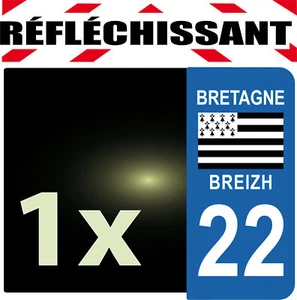 DEPARTEMENT 22 rétro-réfléchissant Plaque Auto 1 sticker autocollant reflectif - Bild 1 von 12
