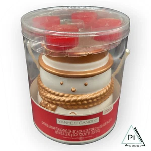 Nuevo con etiquetas Yankee Vela Luminaria Té Portaluz Cabeza de Hombre de Nieves Oro Blanco - Imagen 1 de 12