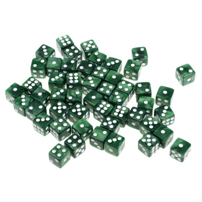 Pack of 50 Acrylic Dices D6 Six Sided Dice Party Game Casino Supplies Green - Image 1 of 4