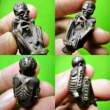 Lokok Bronze Skull Spirit Lucky Rich Windfall Fortune Lp Pint Thai Amulet #15957
