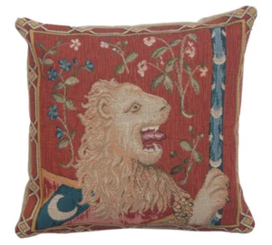 The Medieval Lion Throw Pillow Cover | Tapestry Cushion Pillow Cover 14x14 in - Picture 1 of 10