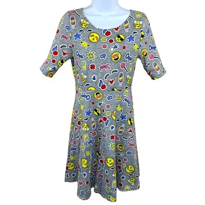 Size 16 Girls Emily West Reversible Dress Blue Boho Fit And Flare Emoji Stretch - Image 1 of 4