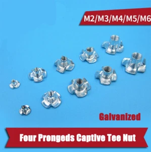 Four Prongeds Captive Tee Nut M2 M3 M4 M5 M6 T Nuts Furniture Inserts Pronged - Picture 1 of 8