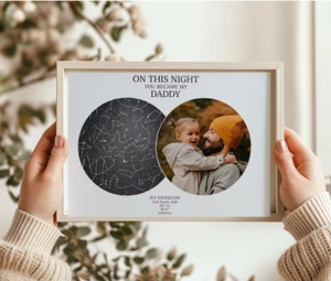 Father’s Day Gift – Personalised Star Map & Photo Print, Custom Night Sky Frame - Picture 1 of 9