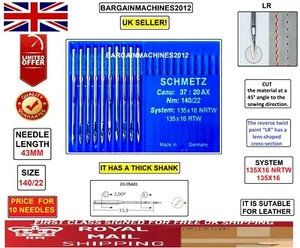 SCHMETZ 135X16NRTW CANU37:20AX SIZE:140/22 INDUSTRIAL SEWING MACHINE NEEDLE - Picture 1 of 5