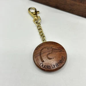 Ducks Unlimited Kalamazoo Michigan Keychain Wood Engraved Mallard Duck - Picture 1 of 4