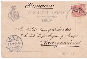 España 1898 - Tarjeta Postal Barcelona a Saargemud ( Alemania) Tauromaquia - Picture 1 of 2