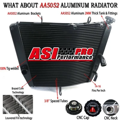 1 Row Aluminum Racing Radiator For 2006-2009 06 07 08 09 Suzuki GSXR600 GSXR750 - Image 1 of 4