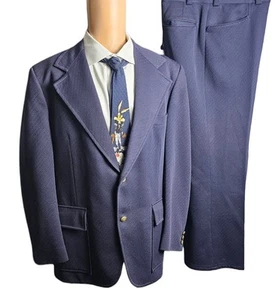 Tuta vintage anni 70 tempo libero doppia maglia tessuto testurizzato uomo 48R 40x29 retrò discoteca - Foto 1 di 24