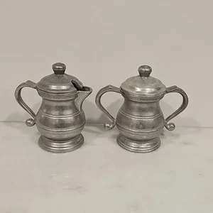 Wilton Armetale RWP Pewter Creamer & Sugar Set w Lids Rustic - Picture 1 of 9