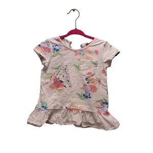Joules Lulabelle Floral Cap Sleeve Ruffle Hem Cotton T Shirt White Girls Size 4Y - Picture 1 of 5