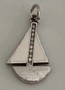 Brighton Retired White Painted SAILBOAT Charm/Pendant with Stones - Picture 1 of 3