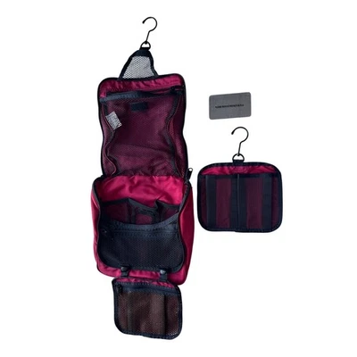 NWOT L.L.Bean Toiletry Travel Bag Red Nylon Hanging Organizer Zip Pouch Compact - Image 1 of 4