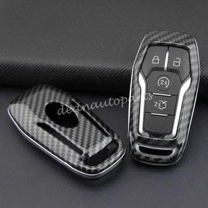 Carbon Fiber Car Smart Key Case Cover For Ford Fusion Mustang Edge Mondeo F-150 - Picture 1 of 8