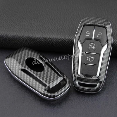 Carbon Fiber Car Smart Key Case Cover For Ford Fusion Mustang Edge Mondeo F-150 - Image 1 of 4