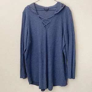 Torrid Waffle Knit Lace Up Hooded Shirt Top 2 / 2X - Picture 1 of 4