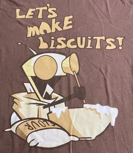 Vintage Invader Zim Lets Make Biscuits Brown T-Shirt Mens M Nickelodeon See Pics - Picture 1 of 7
