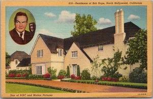 North Hollywood, California Stars' Homes Postcard "Residence of BOB HOPE" Linen - Picture 1 of 2