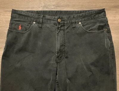 Polo Ralph Lauren 650 Pantalones Rectos Para Hombre 38x32 Negro Algodón Chino Pony Foto 1 de 4
