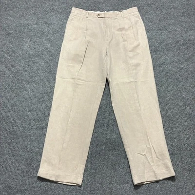 Daniel Cremieux Signature Collection Mens Pants 36x32 Beige Linen Blend Mid Rise - Image 1 of 4