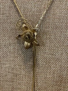 Vintage Gold Tone Flower Unique Slider Necklace - Picture 1 of 4