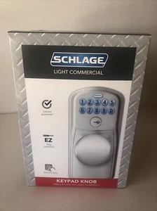 SCHLAGE KEYPAD Light Commercial Satin Chrome KEYED ENTRY Door Knob - Picture 1 of 5