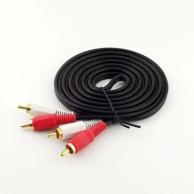10FT 3M Twin Phono 2 RCA Cable Audio Lead Gold Two Male TV Projector 2 RCA Cord - Image 1 of 4