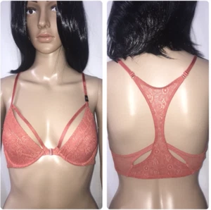 Nuovo reggiseno Victoria's Secret molto sexy sfoderato demi chiusura frontale 32B arancione M51 - Foto 1 di 6