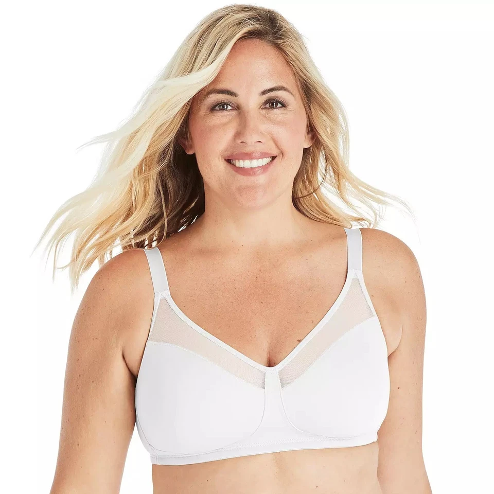 Playtex Wirefree Bra 18 Hour Smoothing Minimizer TruSUPPORT 4697 White 36DDD