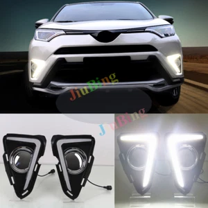 >For Toyota RAV4 2016-2018 DRL Daytime Running Light LED Lamp White Fog Lights - Foto 1 di 5