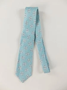 ISAIA Napoli hand made blue floral linen silk blend tie authentic Made in Italy - Picture 1 of 7