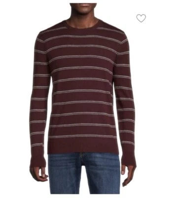 *NUEVO CON ETIQUETAS* Suéter Theory Para Hombre Riland Rayas Mezcla Lana Merino en Burdeos, Talla L Foto 1 de 4