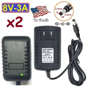 2-Pack 8V 3A AC/DC Adapter Power Supply Home Electronic / LED Strips 5.5x2.1mm - Picture 1 of 8