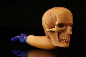 Skull Block Meerschaum Pipe by Kenan with custom case 14649 - Picture 1 of 11