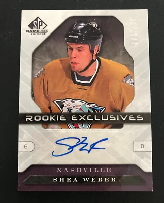 2007 UD SP Shea Weber Rookie Exclusives RC Autograph Card 65 /100 Predators - Image 1 of 3