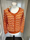 Mistral Jaquard Wavy Cardi Cardician Ginger Orange Ecru Size 18 Button Up Rrp60