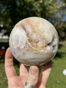 Pink Amethyst Sphere - 890g - 1lb 15oz - 85mm Quartz With Agate And Purple - Picture 1 of 12