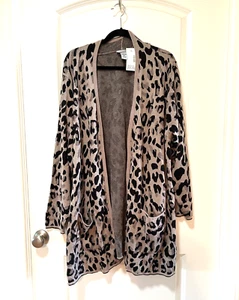 CATHERINES NWT Women’s Animal Print Long Open Cardigan Pockets MSRP $70-Size 3X - Picture 1 of 5