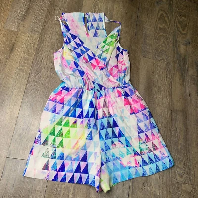 Mameluco de seda Chelsea Amanda Uprichard para mujer talla P US XS 0-2 multicolor geométrico Foto 1 de 4