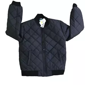 NWT LRG Lifted Research Group Men Small Quilted Black Bomber Jacket Zip Up - Picture 1 of 11