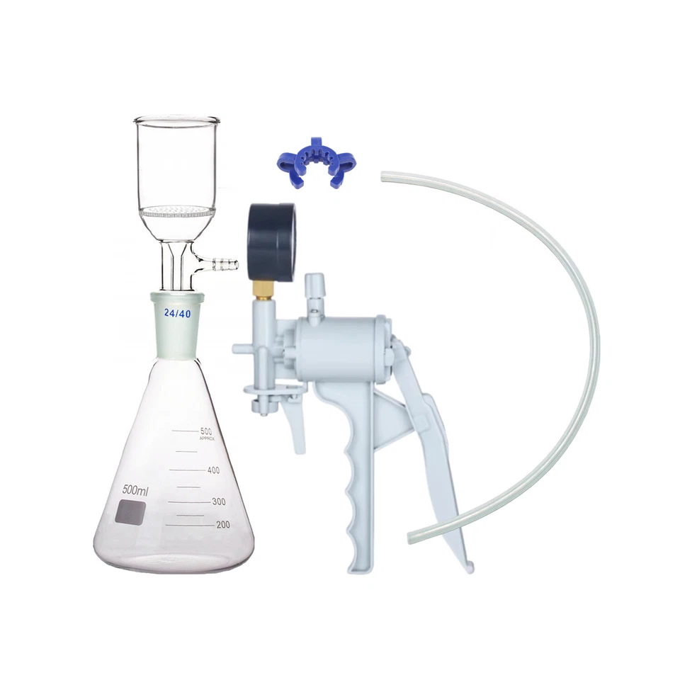 500ml 24/40 Glass Suction Filtration Device 47mm Buchner Funnel  w/ Vacuum Pump - Image 1 of 1